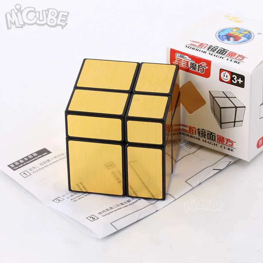 Micube ShengShou 2x2x2 зеркала Cube блоки Серебряные; золотые литые покрытием блестящие Magic Cube головоломки мозг IQ развивающие игрушки