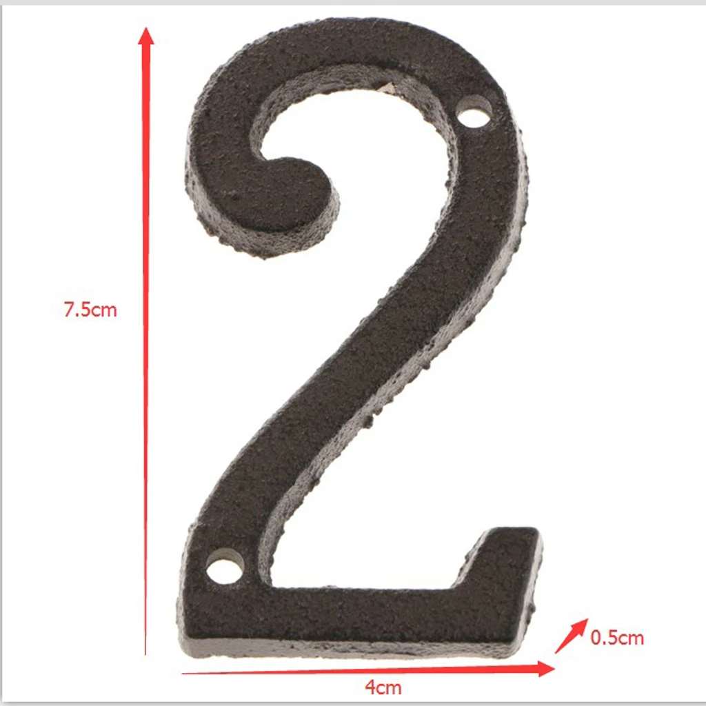 2pcs Wrought Iron Antique Metal House Office Garden Street Door Number Sign Plaque DIY Digit Plate 2 3