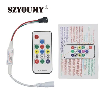 

SZYOUMY SP103E Mini RF Controller with 14 keys wireless Remote For DC5V WS2812 DC12V WS2811 Dream Color LED Strip Light