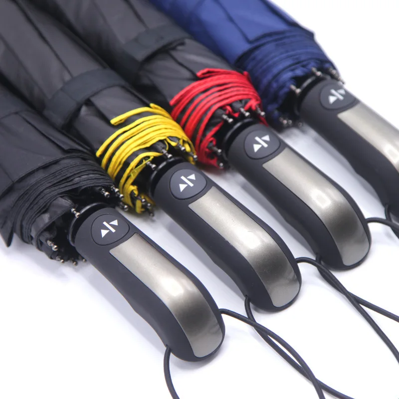 Srong ветрозащитный автоматический 3 складной зонтик дождь для женщин алюминий 10Rib сплав зонты для мужчин бизнес темная сетка ручка Paraguas