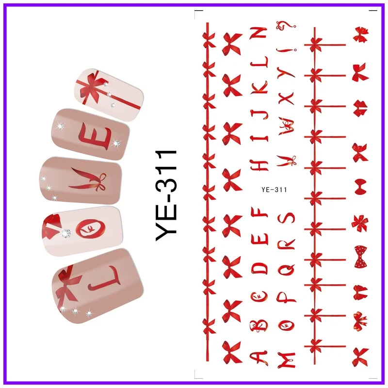 10 шт ногтей Красота воды Наклейка слайдер татуировки цветы галстук-бабочка улыбающиеся лица зонтик YEQC01-10