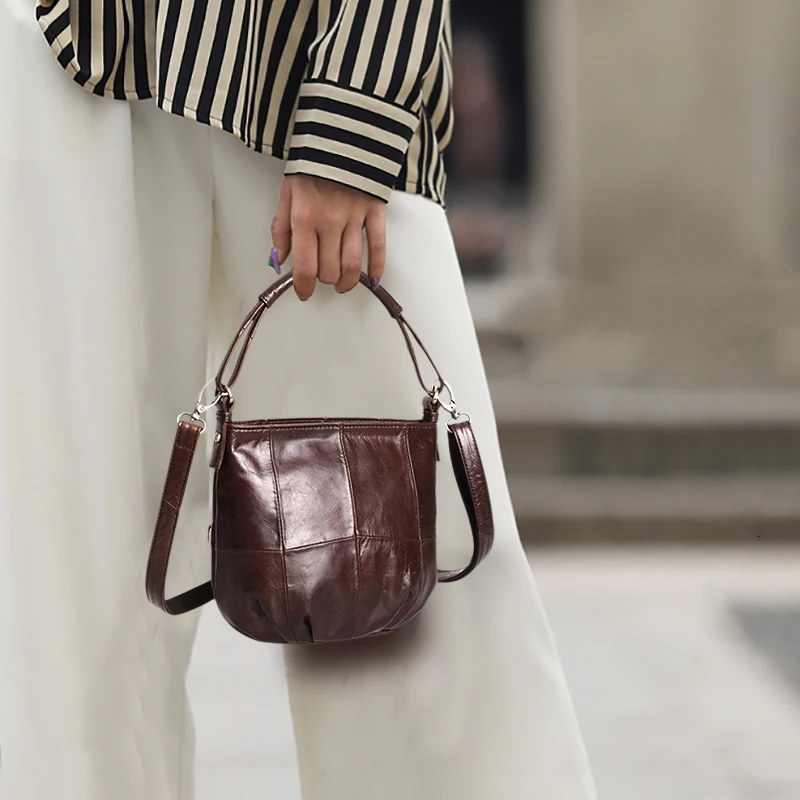 

Cobbler Legend Vintage Bucket Handbags Women Shoulder Bag Genuine Leather Women Totes Shopping Bag Brand Designer Purse Female