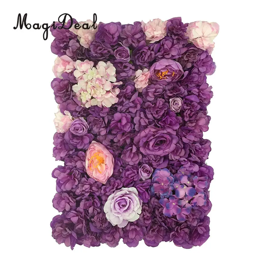 Romantic Artificial Flower Wall Panels Wedding Venue Roses Hydrangea Floral Decor Type A 5 Colors Choice	