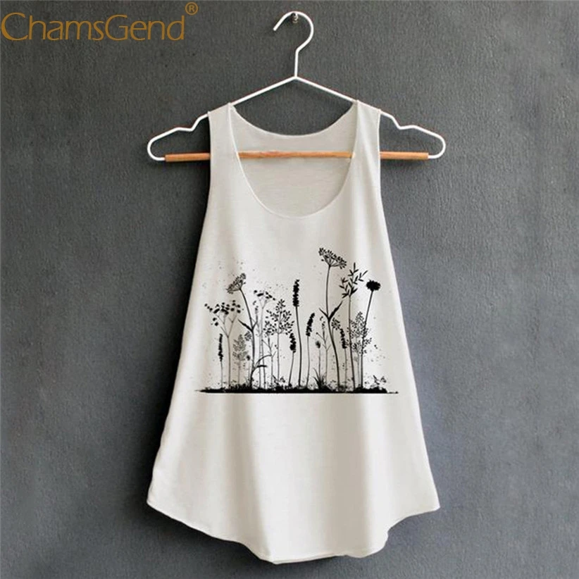 

Women Casual Sleeveless Shirt U Collar Loose Tank Top Woman Printing Apparel Female Summer Shirts Blouse Tanks 90226