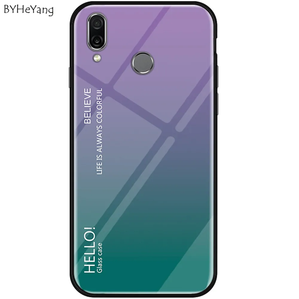 Для Huawei P Smart 2019 чехол ультра тонкий градиентный закаленное стекло Жесткий Чехол