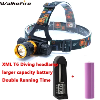 

XML-T6 LED 3800LM 5-Mode Waterproof Scuba Diving Headlamp Headlight Underwater Flashlight torch Light lamp with battery charger