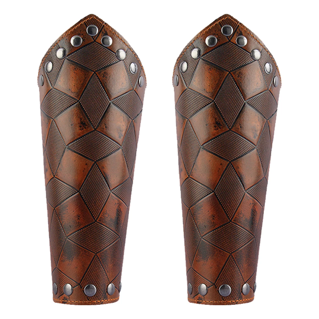 MagiDeal 2Pcs Medieval Unisex Bracers Leather Gauntlet Wristband Arm Armor