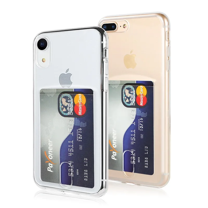 YISHANGOU Credit Card Holder Transparent Phone Case For iPhone 7 8 Plus 10 Soft TPU Back Cover For iPhone 6 6S Plus X XR XS Max YISHANGOU Credit Card Holder Transparent Phone Case For iPhone 7 8 Plus 10 Soft TPU Back Cover For iPhone 6 6S Plus X XR XS Max