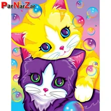 ParNarZar 3D Full Drill DIY Diamond Painting Kits - Cute Two Kittens Rhinestone Mosaic Needlework For Home Wall Decorations