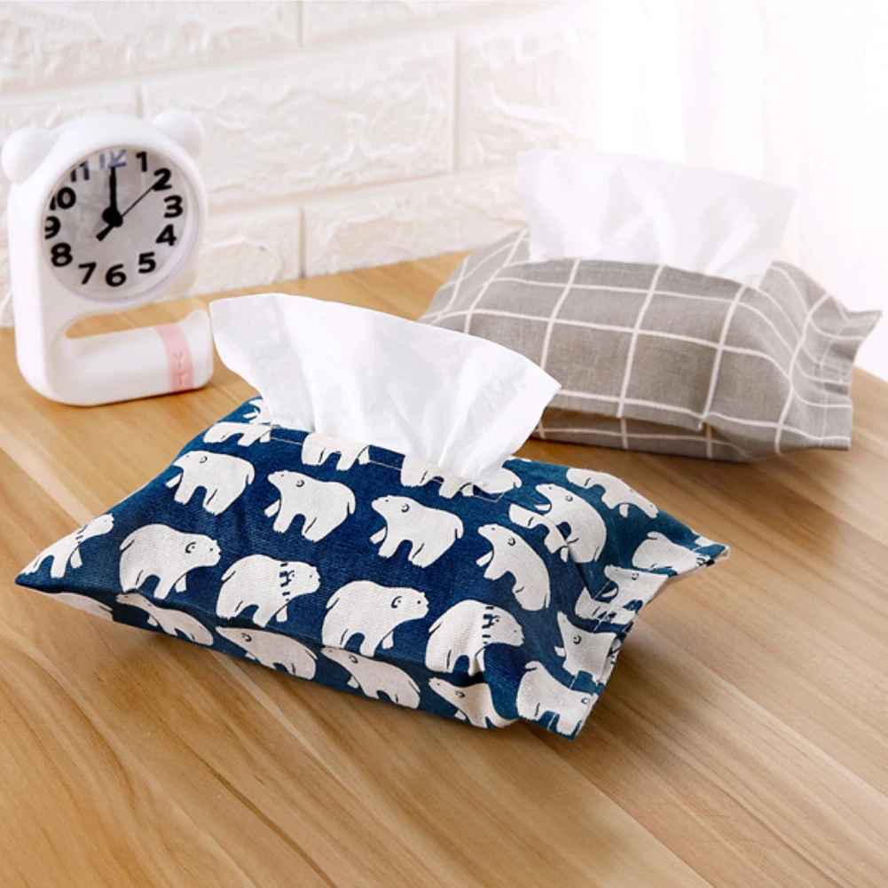 

Cute Portable Cotton and Linen Tissue Box Holder Towels Paper Hanging Home Decor Boxes Travel Pouch Paper Bag Cloth