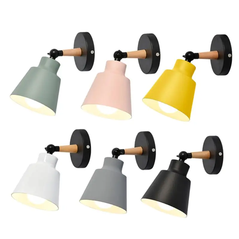 

Wall LED Light Adjustable Modern Wooden Night Lamp Shade E27 Bedroom Kitchen Dining Room Office