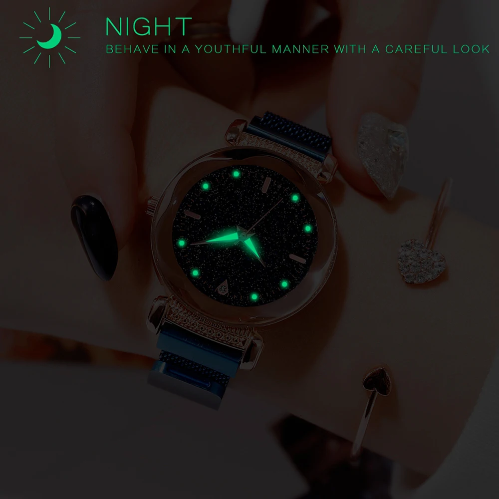 

Women Top Brand Colorful Band Watches Starry Sky Quartz Watches Ladies Dress Creative Clock Luminous Quartz Watches