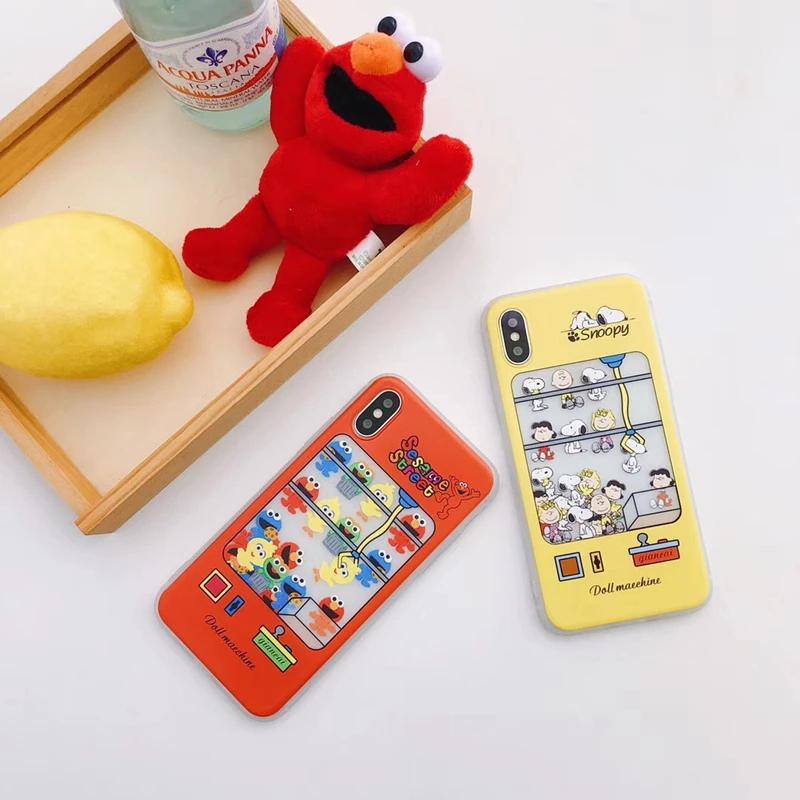Cute Anime Sesame Street Cookie Elmo Doll Machine Cartoon Animal Dog soft phone case for iphone 6 6s 7 8 plus 7plus X cover