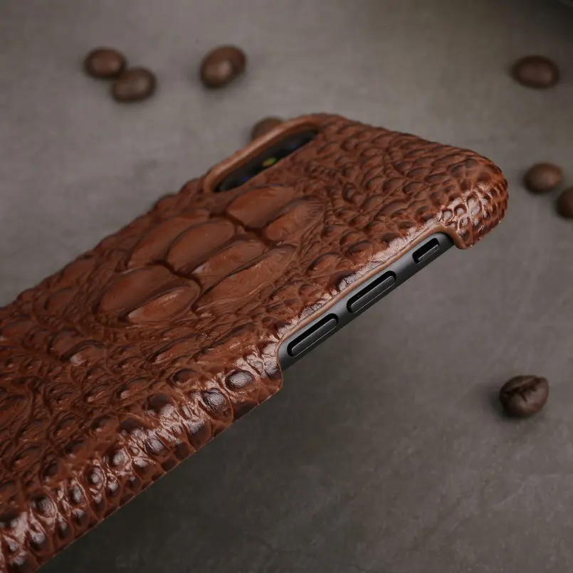 Phone Cases for iPhone XS Max Crocodile Head Pattern Genuine Leather Case for iPhone X XS XR 6 6s 7 8 Plus Cowhide Back Funda 2