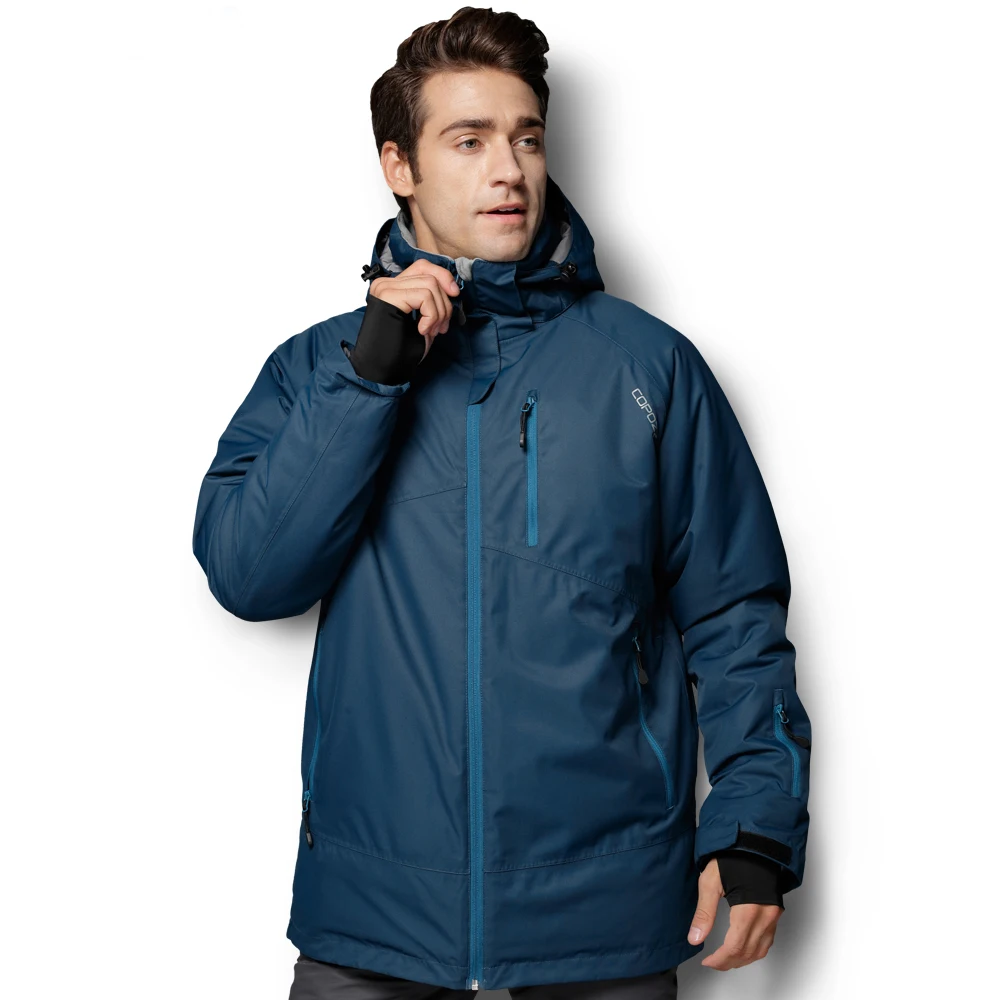 COPOZZ على الجليد سترة تزلج الرجال الشتاء مقنعين الدافئة ستر للماء الذكور الثلوج سترة للمشي التخييم التزلج S-XXL حجم