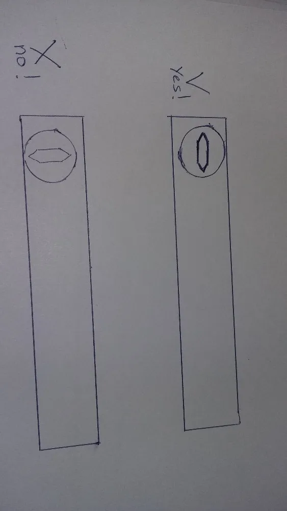 hole direction for 2x6mm easy open hole
