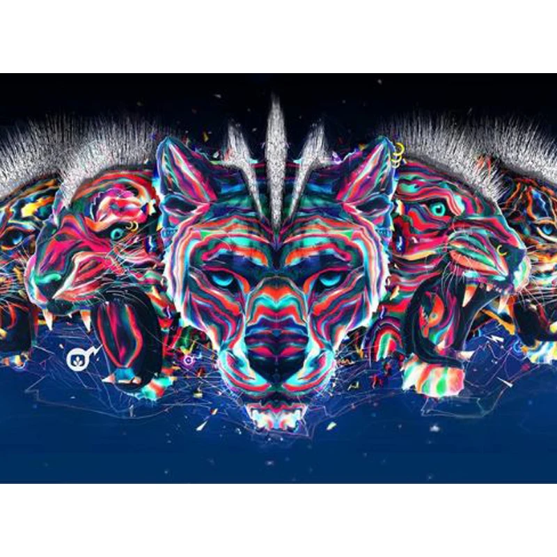 zhuistar Cute Tigers Animal 5d diy Diamond Painting Full Round Rhinestone Embroidery Diamonds Mosaic Kits Cross Stitch Hom | Дом и сад