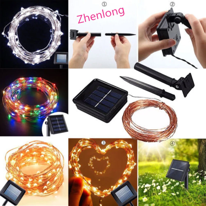 

10M 100 LED Solar LED String Lights Copper Wire Waterproof Outdoor Fairy LED Decor Garland solar string lights