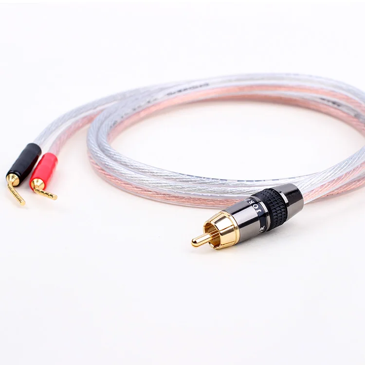 1 шт. HIFI RCA к 2 игольчатым динамикам стереокабель для динамика аудиокабель