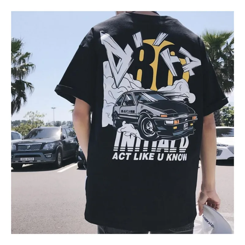 

Summer Boys Hip Hop Short Sleeve T-Shirt Korean Trend Graffiti Print O-neck Loose Casual Top WGTX09
