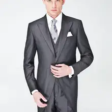5 штук(пиджак+ брюки+ галстук+ жилет+ платок) максимумом нагрудные серый фрак мужской костюм Slim Fit Homme брак моды блейзер Для мужчин