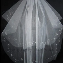 2 слоя Свадебные аксессуары Фата ручной работы из бисера Свадебные Аксессуары вуаль