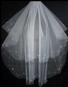 

2-Layers Wedding Accessory Veils Handmade Beaded Bridal Accessories Veil