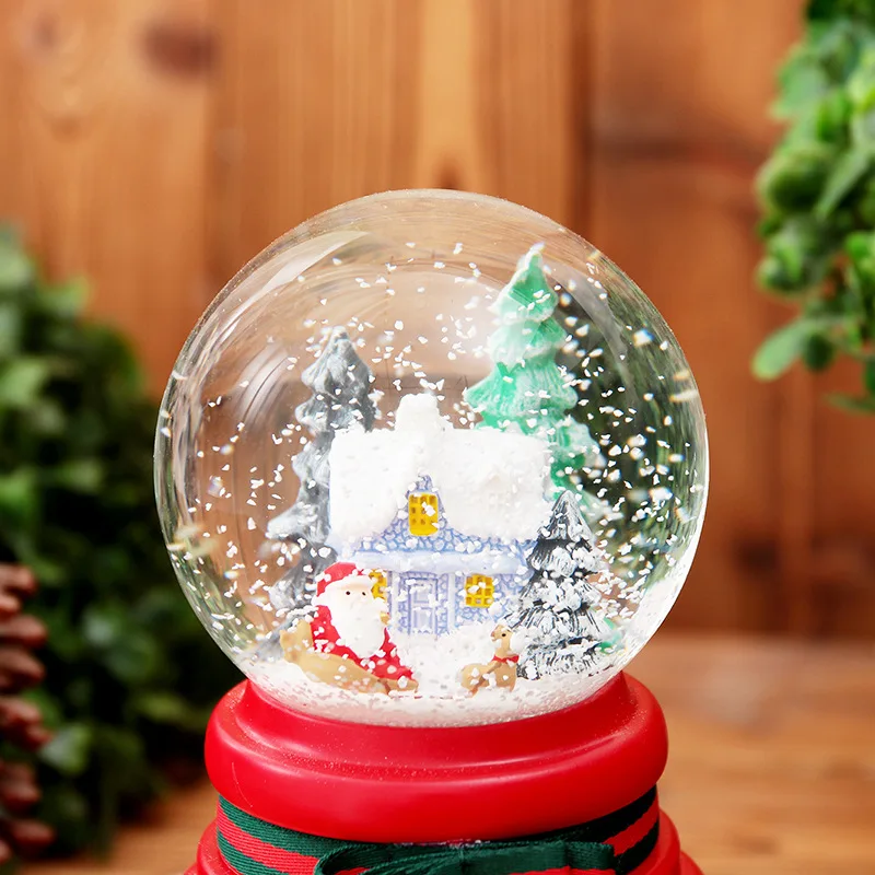 Рождество Санта Клаус хрустальный шар вращающийся световые колокольчики Музыкальная шкатулка украшения водное поло музыкальная шкатулка детская игрушка подарок на день рождения