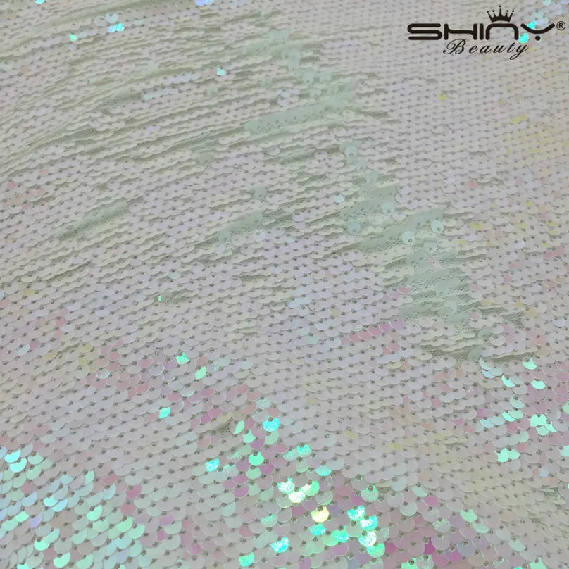 ShinyBeauty Русалка Ткань 125x180 см измененный белый цвет Реверсивный блесток скатерть