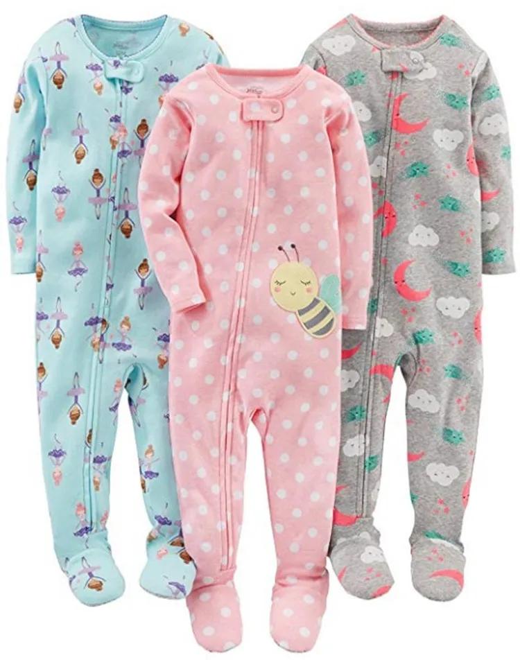 Online Il commercio estero originale del ragazzo e della ragazza del bambino del cotone panno abbigliamento piede pacchetto tute dei bambini del pagliaccetto caldo pigiama caldo