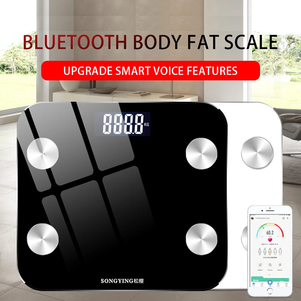 

Household Bluetooth Fat Scale Intelligent Electronic Body Fat Scale LED Digital Display Scale Bathroom APP Android or IOS
