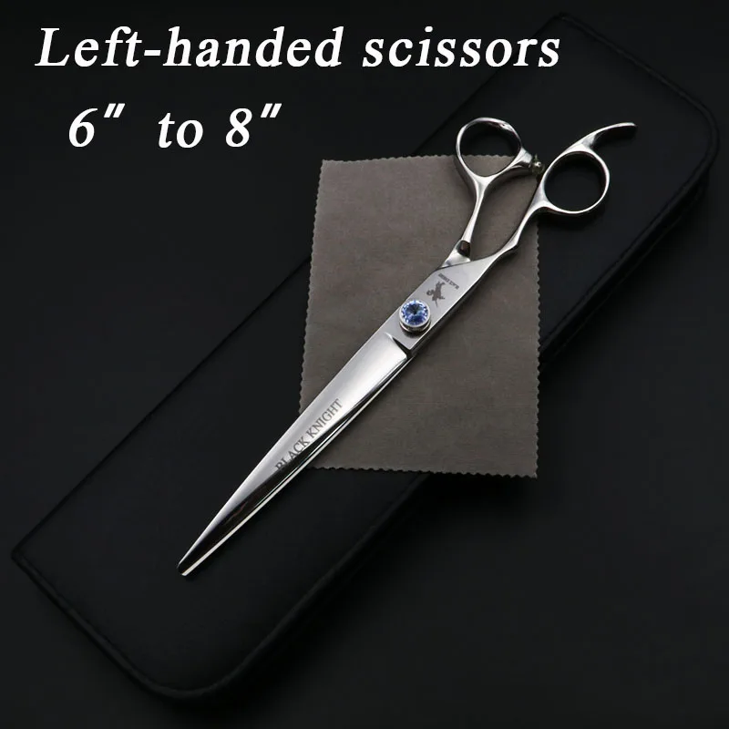 Conjuntos de Tesouras do Barbeiro Tesouras do Cabelo Salão de Cabeleireiro Polegada Preto Cavaleiro Profissional Canhoto Tesoura Ferramentas 6 – 7 8