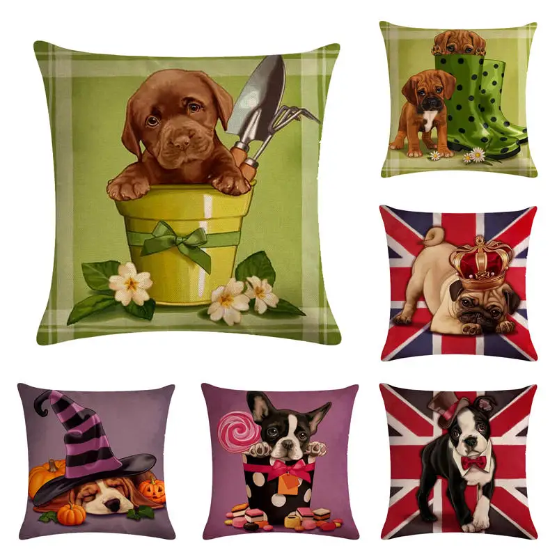 

45cm*45cm The happy holidays of the dog linen/cotton throw pillow covers couch cushion cover home decorative pillows