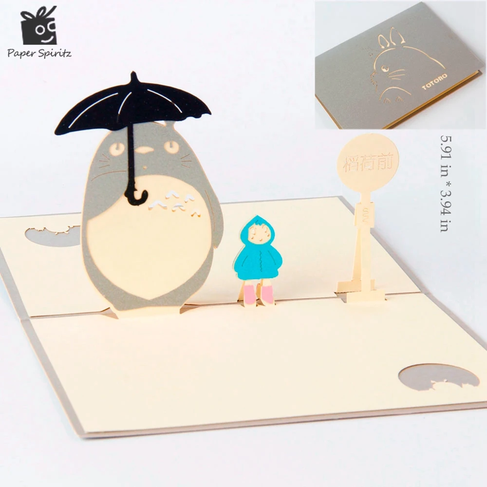 3d Birthday Card Totoro Christening Baby Shower Invitations Laser Cut Thank You Christmas Party Cards With Envelopes Blank Gift Card Savings Card Flashlightcard Stock Paper Weight Aliexpress