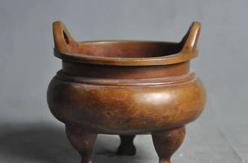 

marked chinese buddhism fane pure bronze Tripod statue incense burner Censer