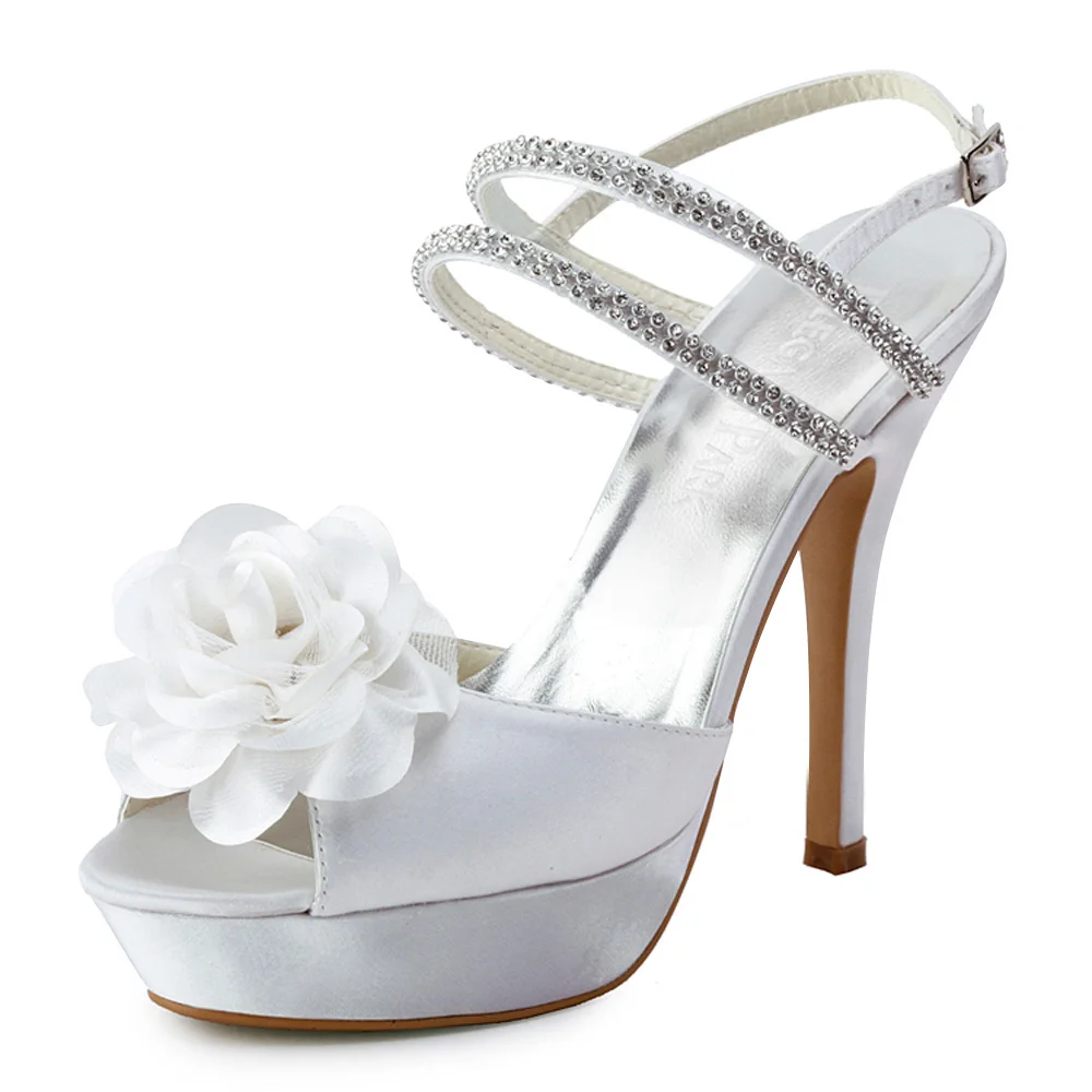 Satinado Talón Mujeres Ivory Flor white Atractivas Zapatos Alto Plataforma Rhinestone Sandalias Del Boda pf Las Blanco Mujer Ep11087 Z7qwgHHx