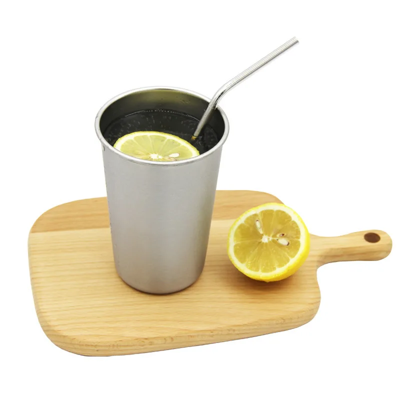 304 чашка для лимонной воды из нержавеющей стали, для цитрусовых, siple, летняя, для льда, бутылка для воды, для сока, для питья, посуда для напитков, тусклая, чашка для полировки, 1 шт - Цвет: silver