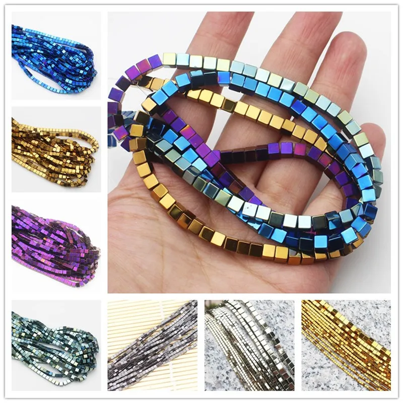 

2-10mm Hematite Square Loose Beads 15" 9Colors,For DIYJewelry making!We provide mixed wholesale for all items !