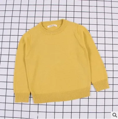 Свитер для маленьких мальчиков и девочек детский пуловер однотонный хлопковый трикотажный свитер детские вязаные топы с длинными рукавами, BC224 - Цвет: jiang yellow