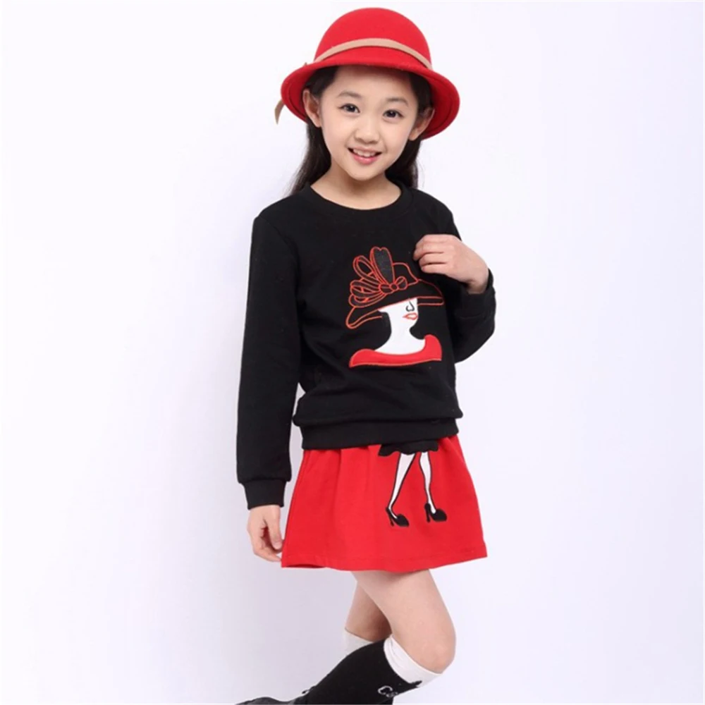 Autumn Toddler Girls Clothing Set Kids 2Pcs Suit Top Coat+Skirt Girls Long Sleeve Winter Outfit Christmas Clothes
