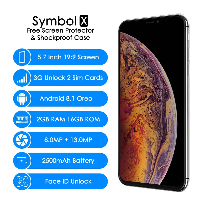 19:9 Notch Screen XGODY Hotwav X 3G Unlock 5.7 Inch Smartphone Android 8.1 Oreo Quad Core 2GB+16GB Face ID Mobile Phone 13.0MP 19:9 Notch Screen XGODY Hotwav X 3G Unlock 5.7 Inch Smartphone Android 8.1 Oreo Quad Core 2GB+16GB Face ID Mobile Phone 13.0MP