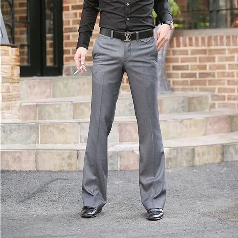 Business bell Bottom pants Men's Slim Vertical Straight trousers British Korean Suit Men's pants Drooping Big Size 28-37
