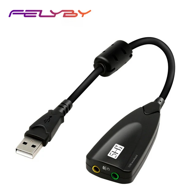 

External 7.1 Stereo Anti-interference Extension Cord USB Sound Card Microphone Audio Jack 3.5mm Adapter for PC Laptop Free Drive