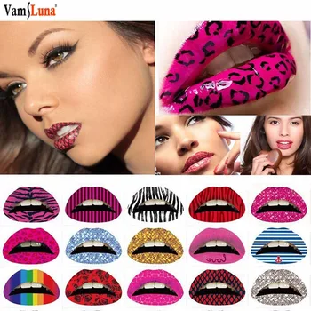 

50Pcs/Bag Temporary Lips Tattoo Sticker Lipstick Random Colorful Designs Lip Decoration Makeup For Party Holiday Hallowmas