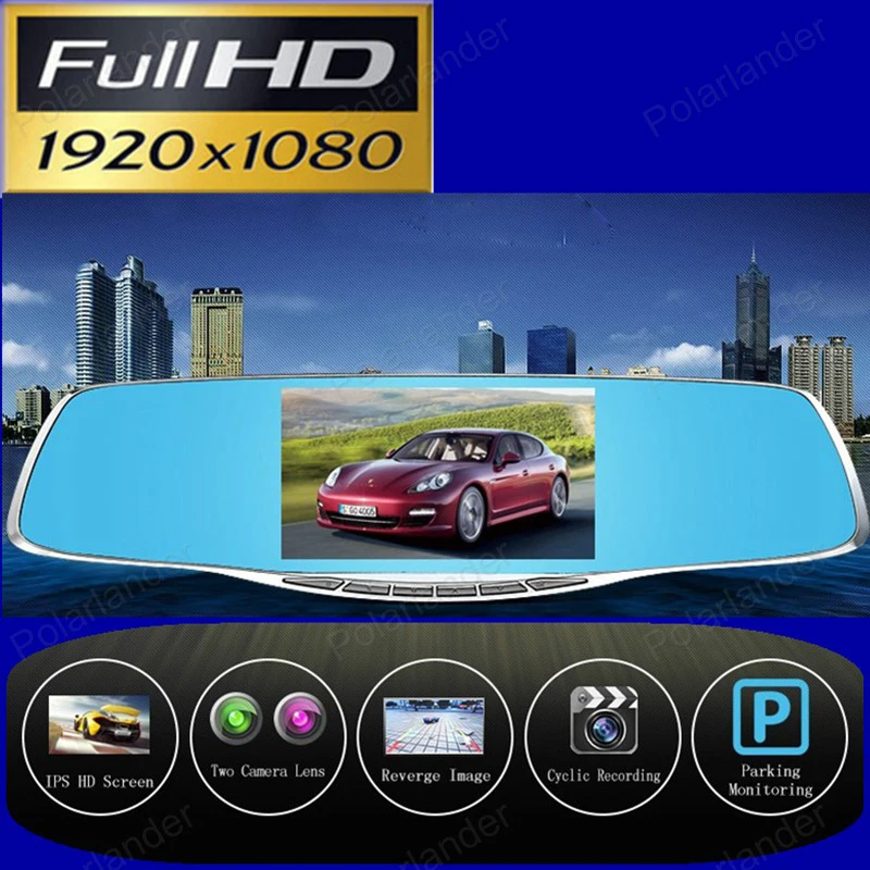 

5 Inch Rearview Mirror Car DVR NovatekCar Camera Rearview Mirror Auto dvrs dual lens dash full HD 1080P night vision