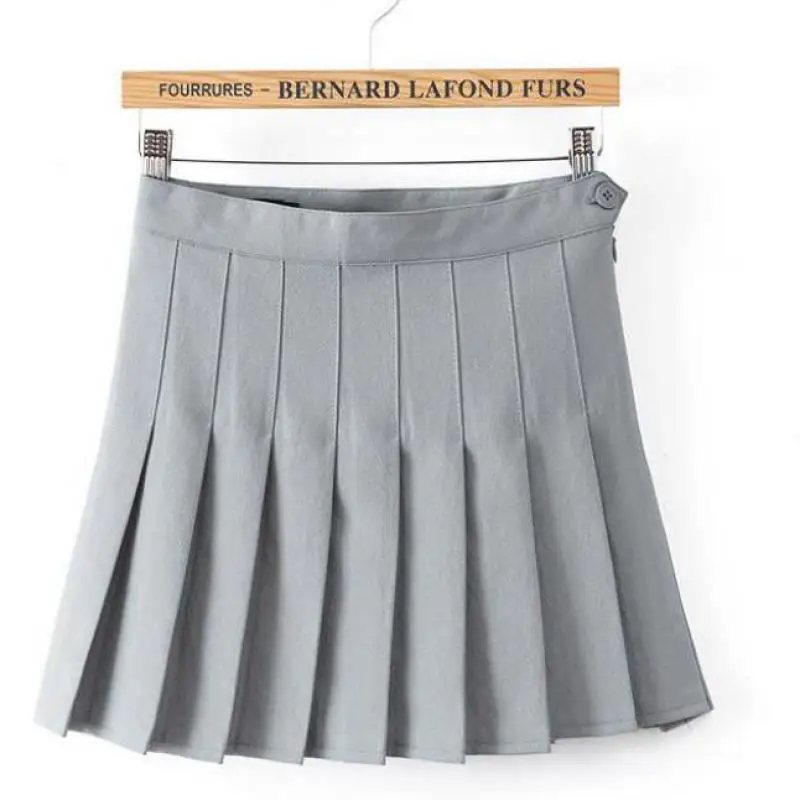 XXL весна Высокая талия Бальные плиссированные юбки Harajuku джинсовые юбки однотонный А-силуэт Морячка юбка плюс размер японская школьная форма