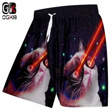 OGKB новые мужские летние короткие штаны с 3D принтом Galaxy разделительная плата шорты вспышка свет кошка мужские пляжные шорты хип-хоп уличные брюки