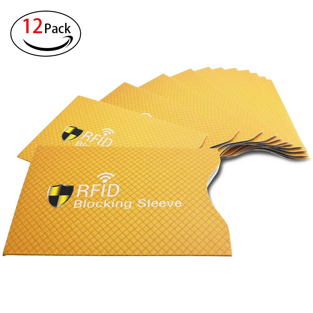 12 упаковок RFID рукава Защита для Карт RFID Блокировка Карты Рукава идентичность Противоугонный чехол для кредитной карты желтый