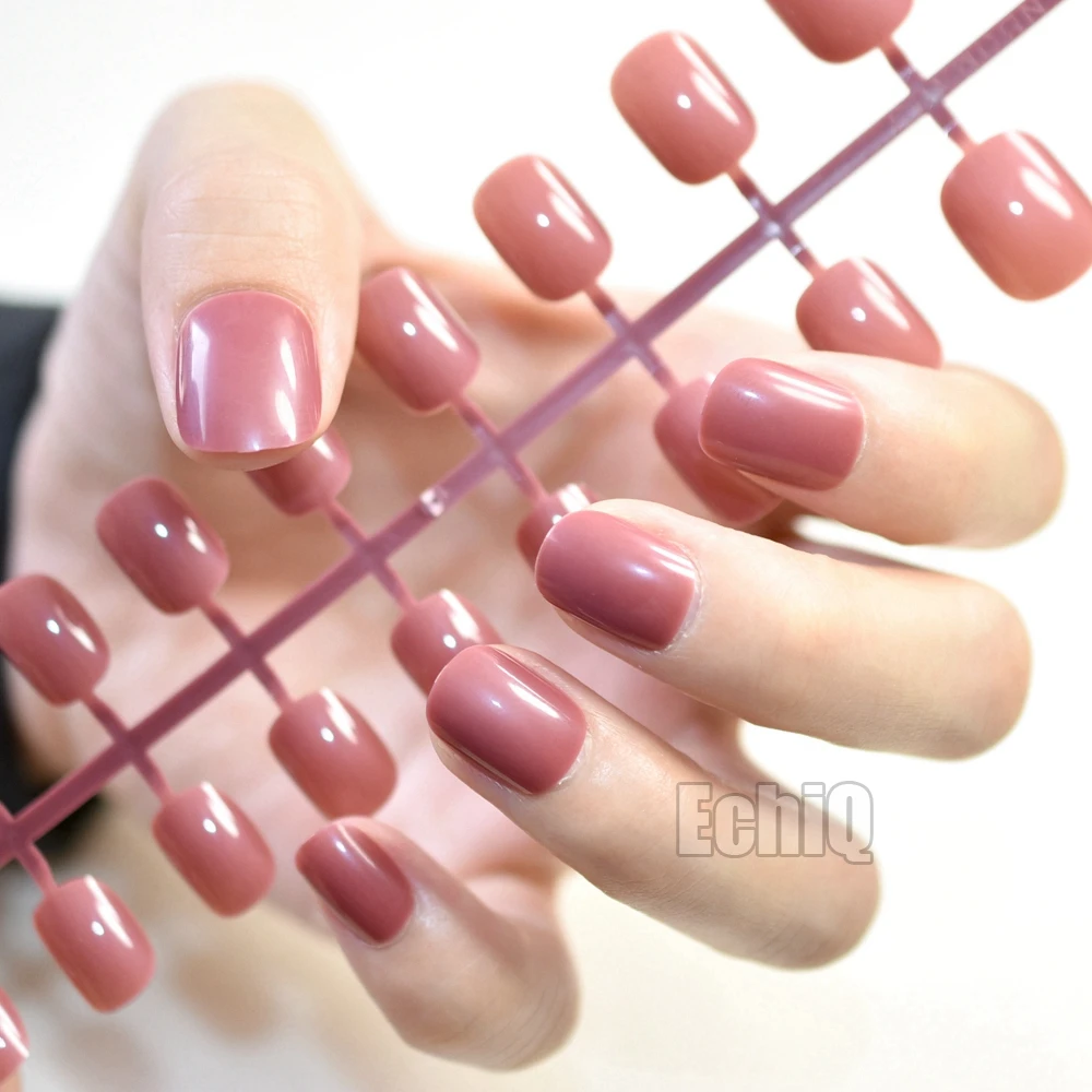 

Small Pink Press On Nails Extra Short Carnival Candy Round Kids Size False Nail Tips 24pcs Kids' Gift