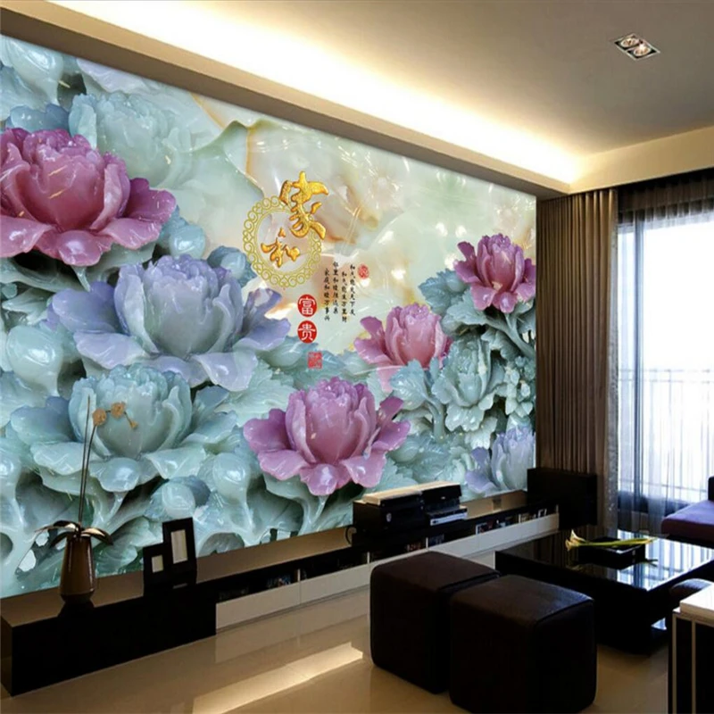 

Jade carvings large papel de parede 3D wall mural wall paper for living room backdrop custom photo wallpaper for walls 3 d